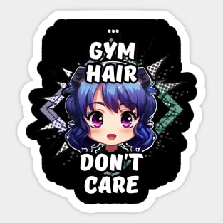 Kawaii Gym Hair Don't Care Anime Sticker